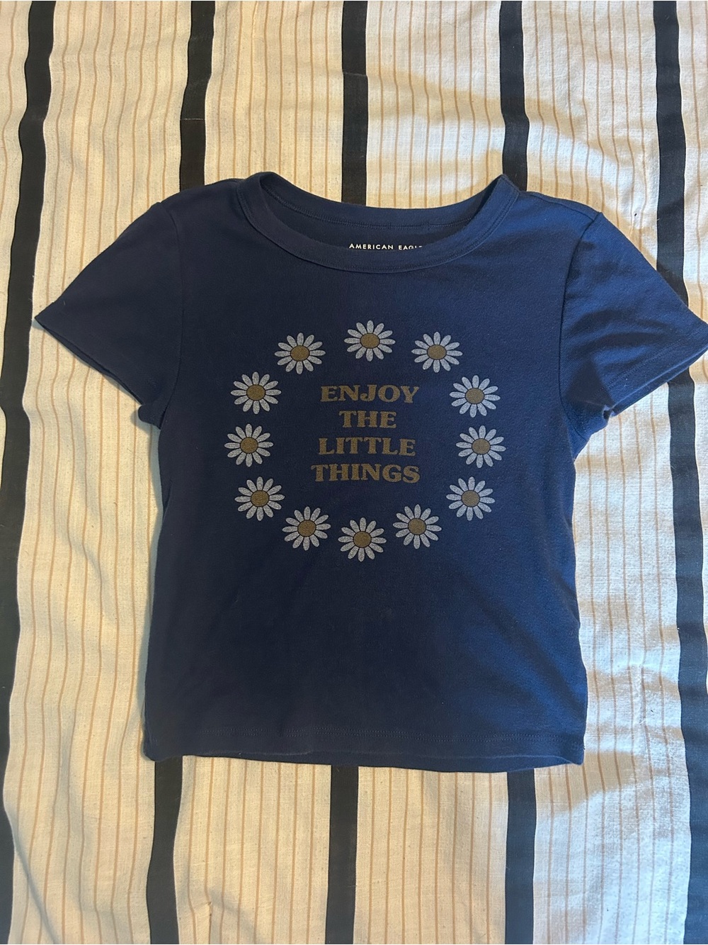 American Eagle Outfitters Navy Graphic Daisy Tee